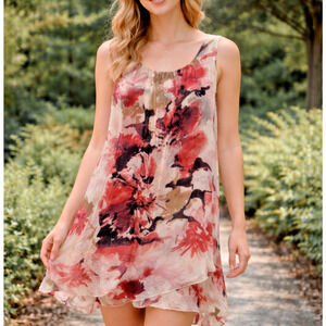 MADE IN ITALY BOUTIQUE Silk Blend Asymmetrical Sleeveless Knee Length Dress M